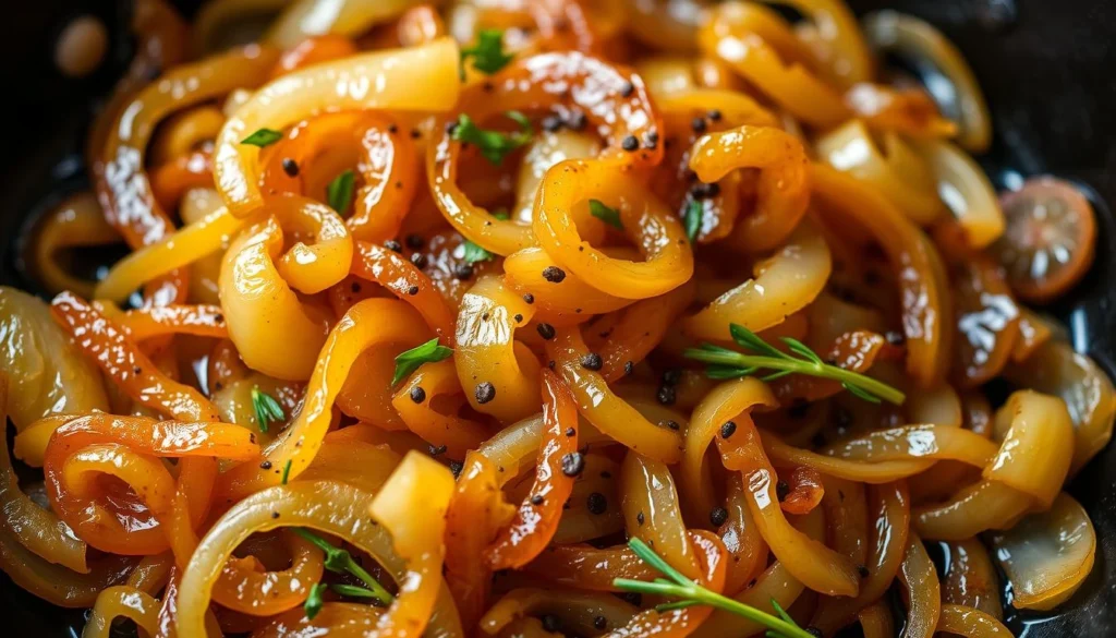 Sauteed Onions Delicious bowl of cabbage soup with hearty vegetables and a sprinkle of herbs.