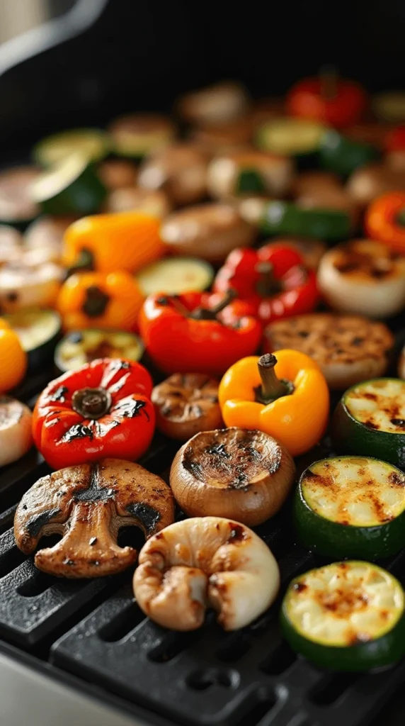 Top 10 Must-Try Blackstone Recipes for Your Next Cookout 8 Grilled veggie medley featuring colorful bell peppers, zucchini, mushrooms, and onions on the grill.