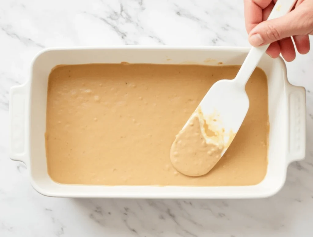 Quick and Easy Layered Taco Dip Recipe for Busy Days 3 Layer of refried beans spread evenly as the base for layered taco dip.