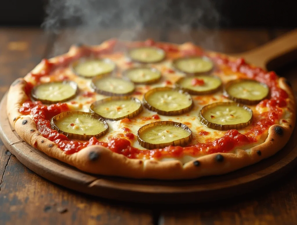 The Best Pickle Pie Pizza Recipe You Need to Try Today 6 Baking Pickle Pie Pizza in the oven until the crust is golden and the cheese is bubbly