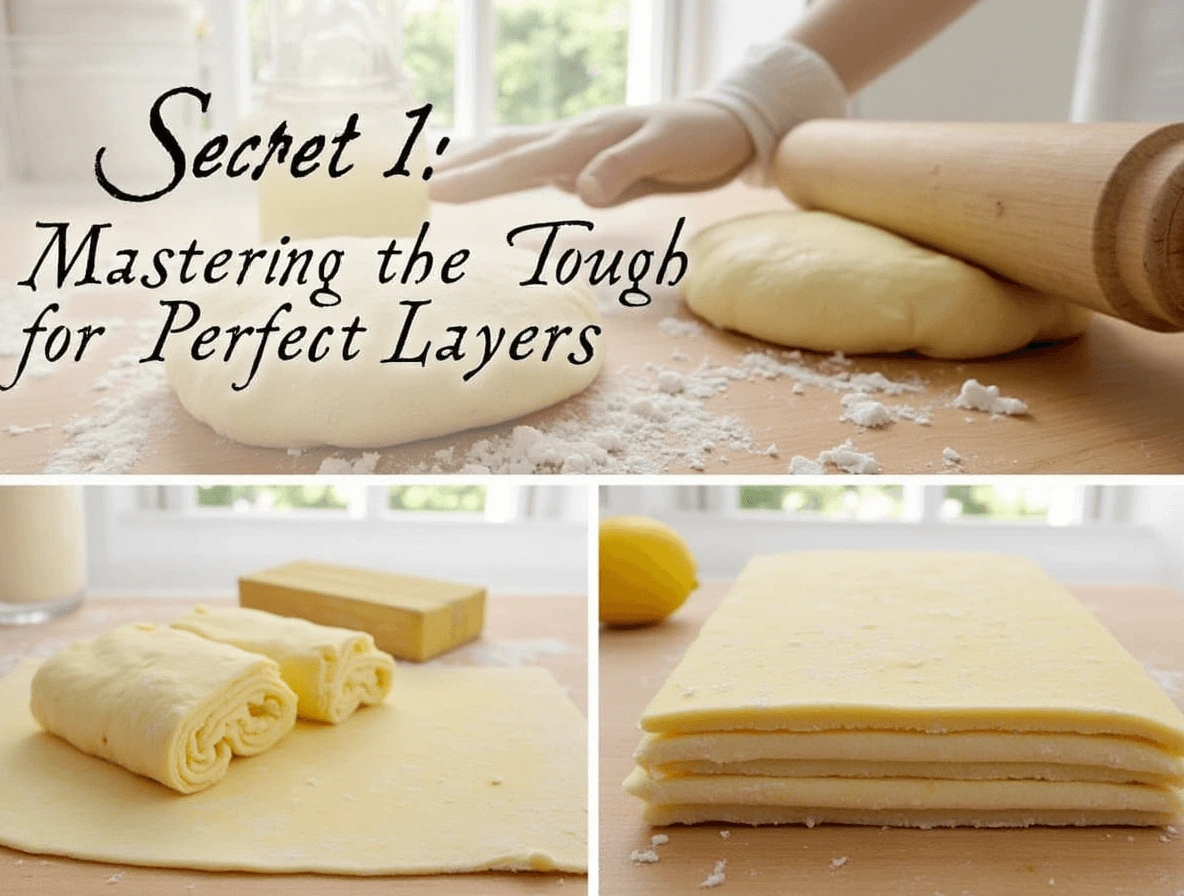 Gipfeli Recipe: 3 Secrets to the Best Homemade Croissants 2 Close-up of dough being rolled out to create perfect layers for Gipfeli.