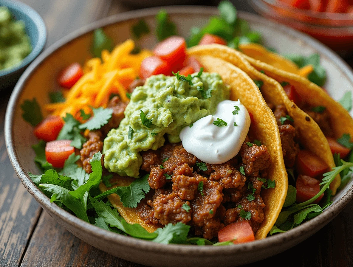 Taco Bowl: 5 Pro Tips for the Perfect Crunch 5 A crispy taco bowl served fresh with toppings, alongside a meal prep container with separated ingredients for proper storage and freshness.
