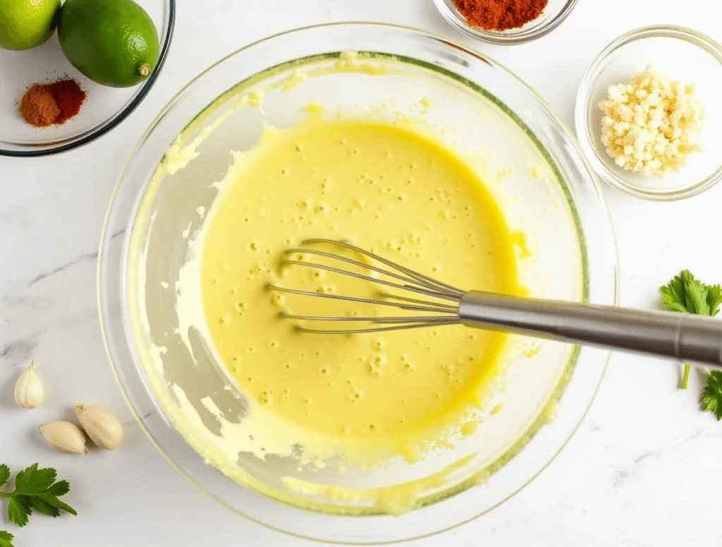 Want a Bold, Dense Bean Salad? Here’s the Perfect Secret! 4 Whisking together a zesty dressing for dense bean salad with olive oil, lime juice, cumin, garlic, and paprika.