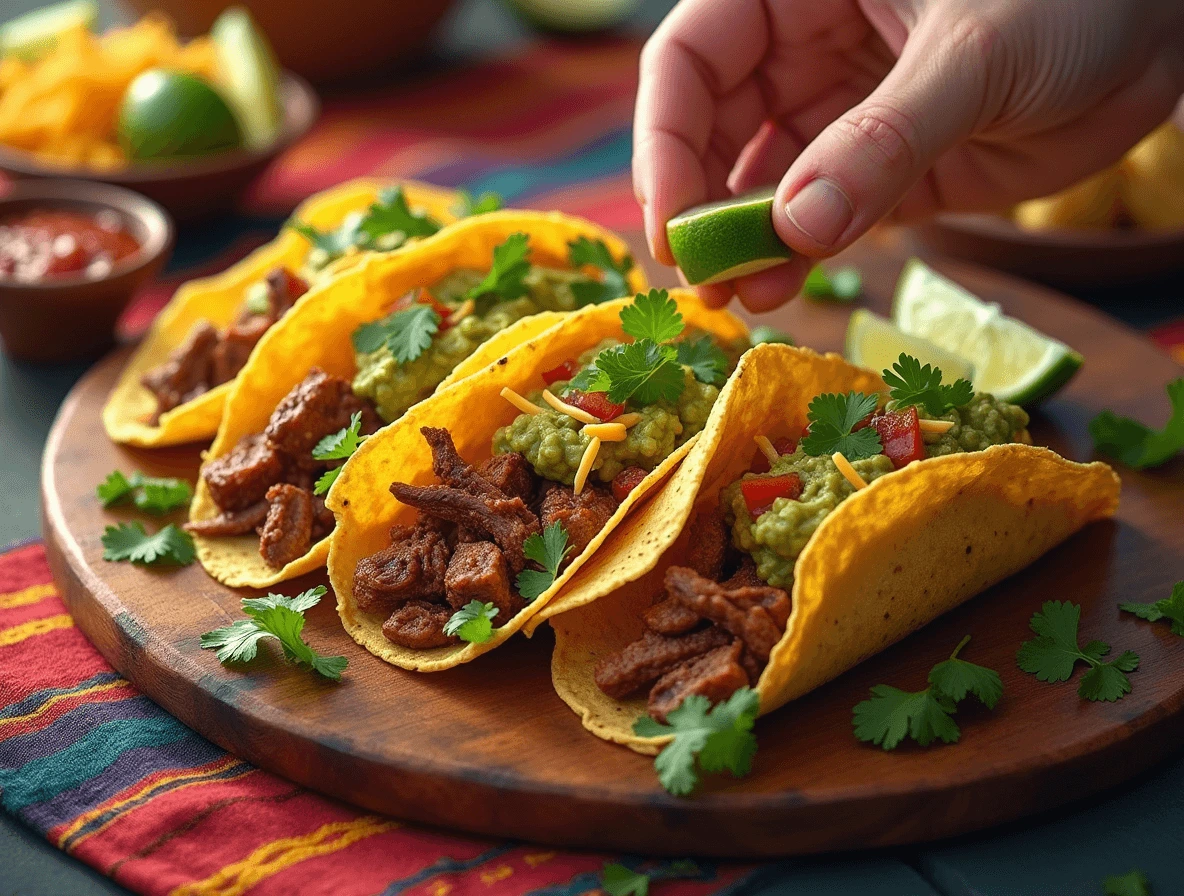 El Taco Loco: 3 Simple Steps to the Perfect Homemade Taco 4 Freshly assembled El Taco Loco tacos filled with seasoned m