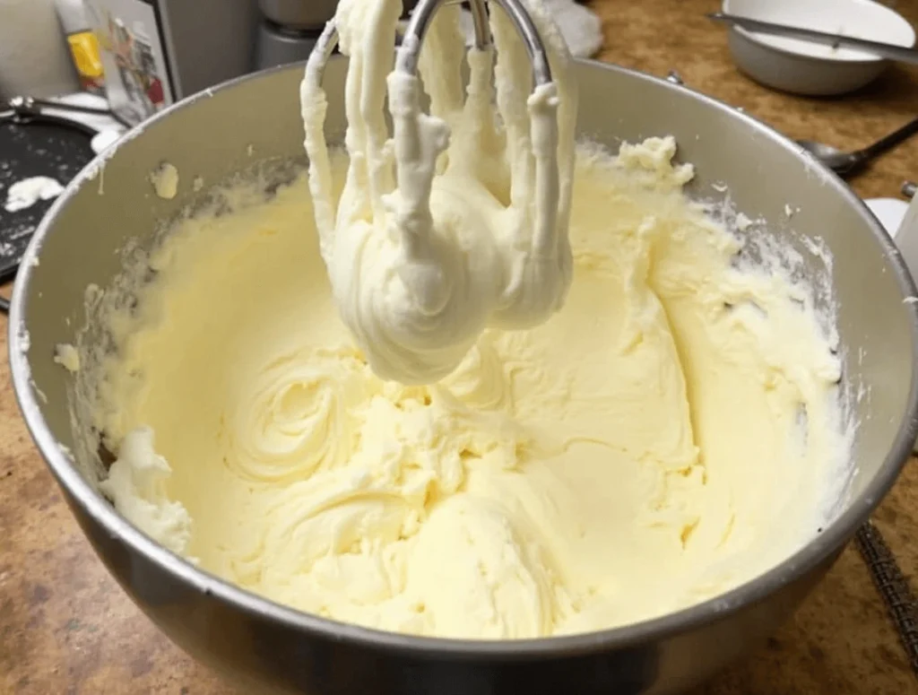 The Best Homemade Carrot Cake: Easy Step-by-Step Guide 4 Whisking cream cheese, butter, and powdered sugar to make smooth frosting.