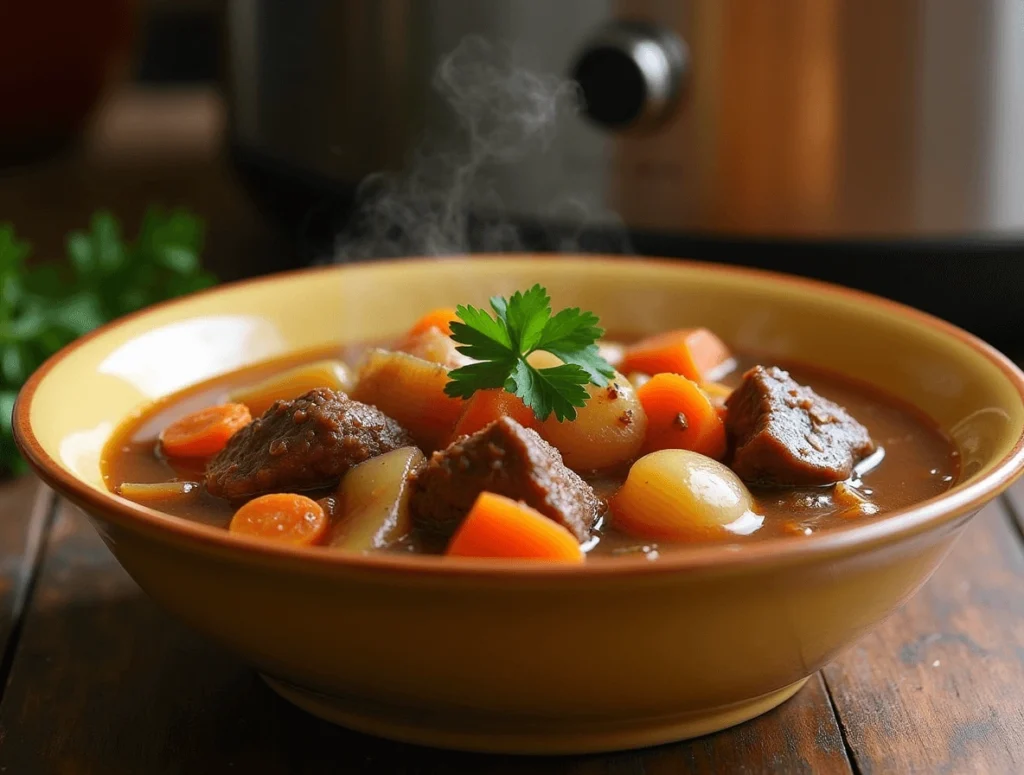 How to Cook Stew Meat: 5 Comforting Recipes for Food Lovers 2 Classic slow cooker beef stew with tender beef chunks, carrots, potatoes, and rich broth.