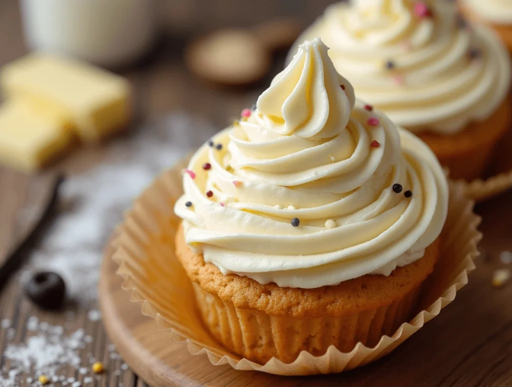 How to Make Cream Cheese Frosting (Quick, Easy & Perfect) 2 Delicious cupcakes with smooth cream cheese frosting topped with colorful sprinkles