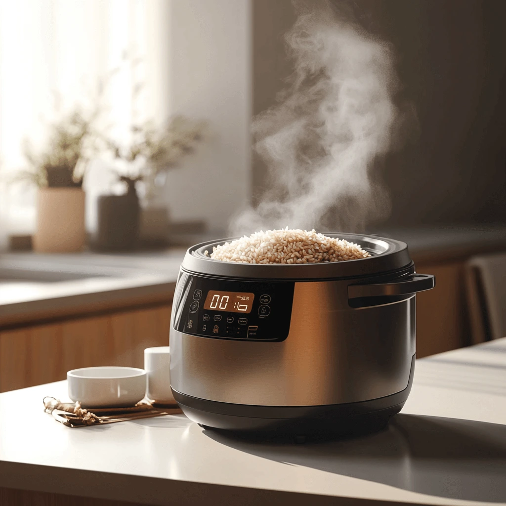 How to Cook Brown Rice Using Rice Cooker (The Easy Hands-Off Method) 9 Cooking brown rice in rice cooker with steam