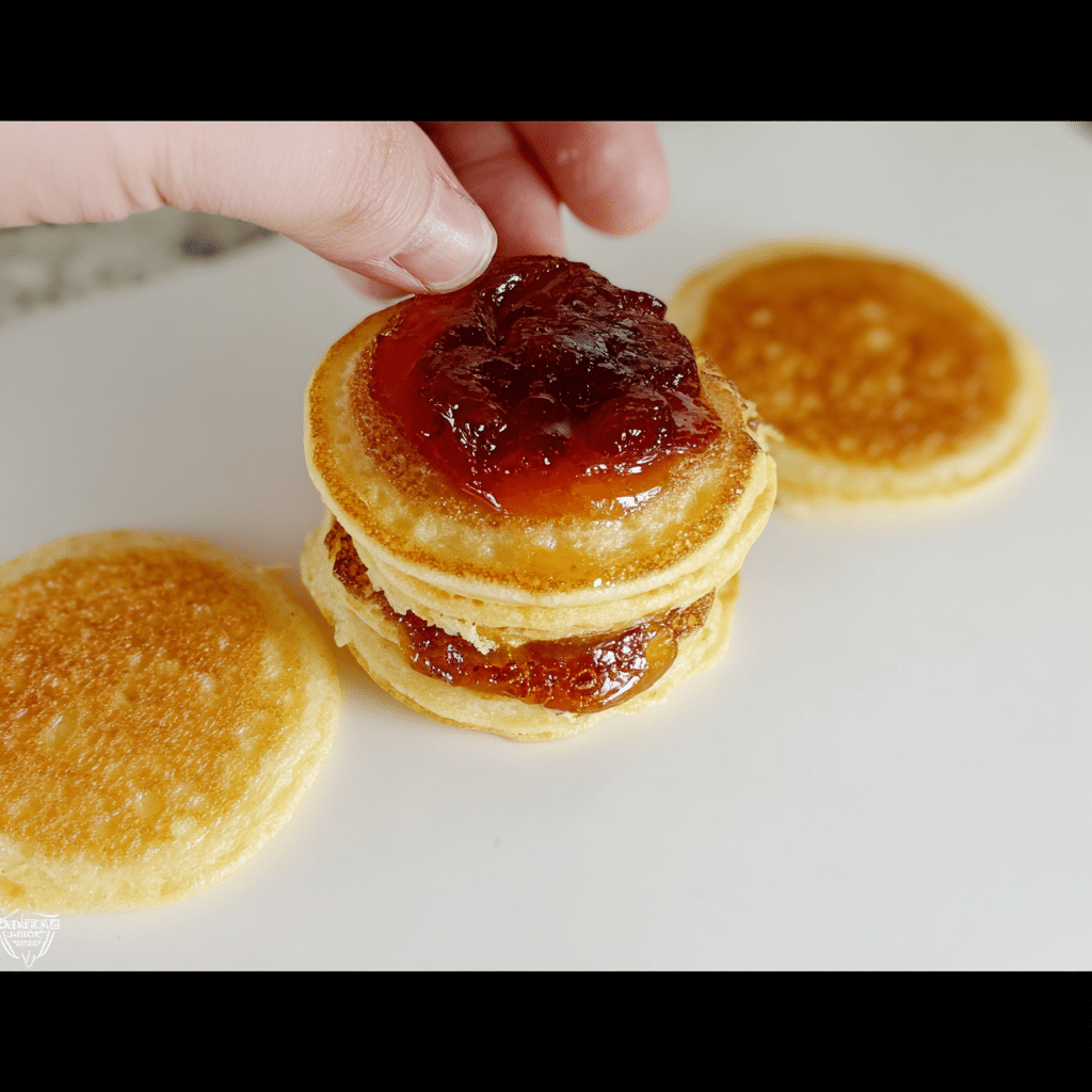 How to Make Perfect Pancake Skewers for Lunch (With Make-Ahead Tips, Dips & Packing Hacks) 13 Mini pancakes stacked with strawberry jam for lunchbox