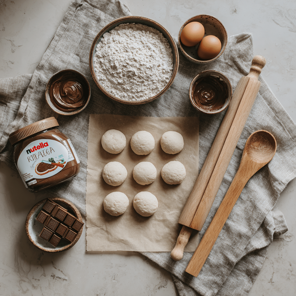 How to Make Fluffy Nutella Pancake Balls (With or Without a Special Pan!) 12 ingredients for Nutella pancake balls with frozen Nutella