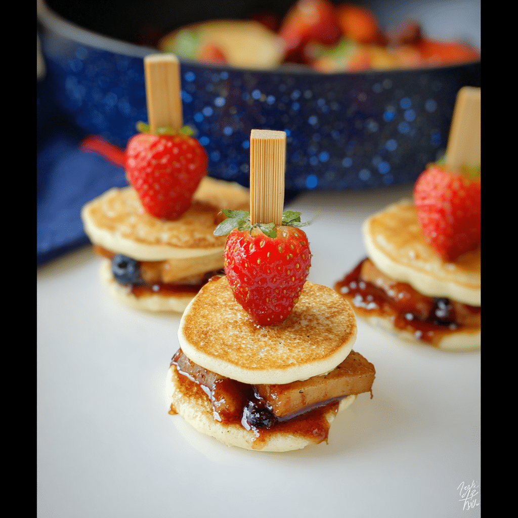 How to Make Perfect Pancake Skewers for Lunch (With Make-Ahead Tips, Dips & Packing Hacks) 15 Mini pancake skewers with strawberries and halal protein